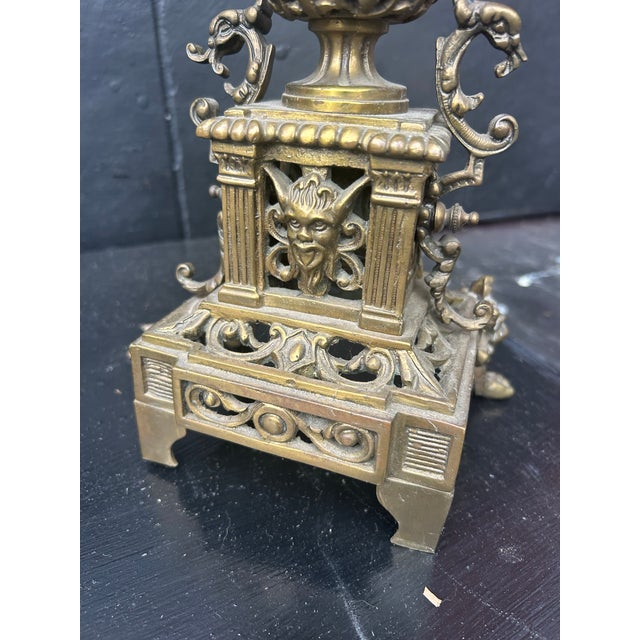 19th Century French Baroque Style Cast Brass 5-Light Candelabras - A Pair For Sale - Image 11 of 12