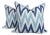 Blue and Ivory Chevron Pillow Covers, a Pair For Sale