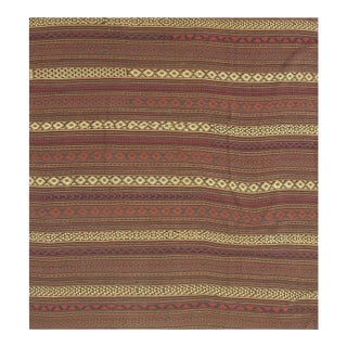 1950s Brown Field Geometric Vintage Turkish Decorative Wool Kilim Small Rug For Sale