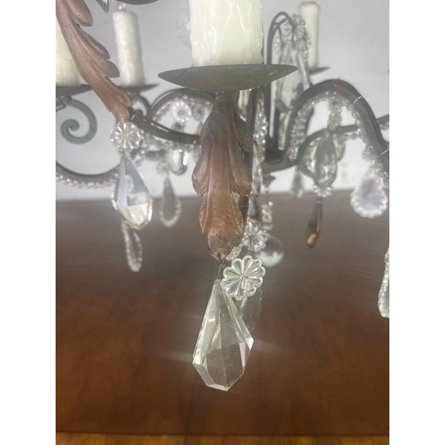 French Crystal Beaded Chandelier C. 1900's For Sale - Image 9 of 12