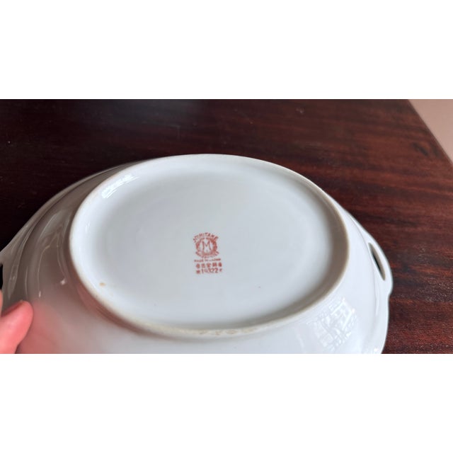 Pink Antique, Early 20th Century Noritake Japan Azalea Porcelain Oval Serving Bowls, Set of Four For Sale - Image 8 of 11