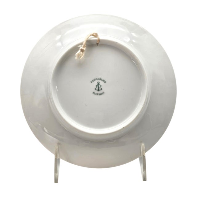 Traditional Mid-Century Porsgrund Norway Blue Stave Church Porcelain Decorative Plate For Sale - Image 3 of 7