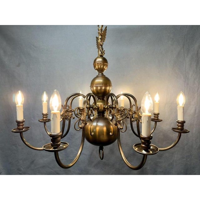 Gold Large Antique Flemish 8-Branch Chandelier For Sale - Image 8 of 8