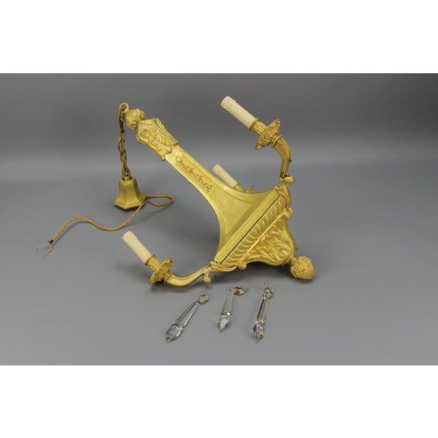 French Louis XVI Style Bronze 3-Light Chandelier, Early 20th Century For Sale - Image 16 of 18