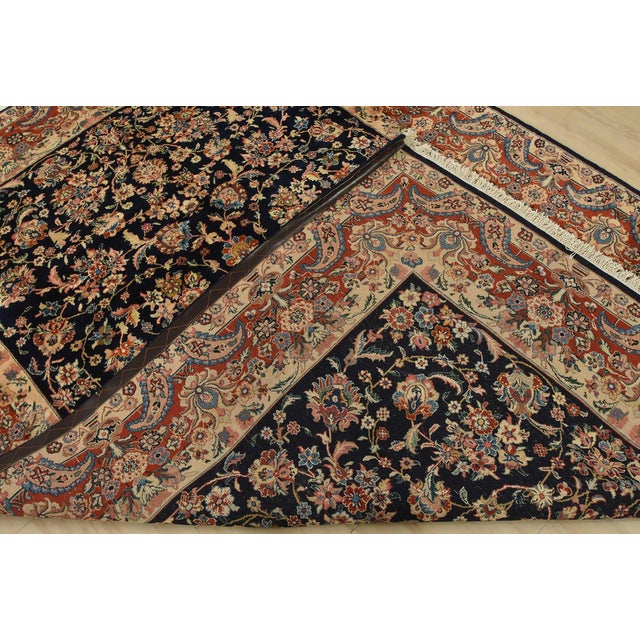 Sarouk Rug 7’1” X 9’11” Blue Wool Vintage Traditional Hand-Knotted Carpet For Sale - Image 14 of 15