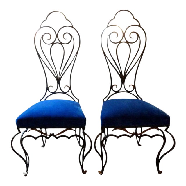 1940s French Iron Chairs Attributed to Jean-Charles Moreux-A Pair For Sale