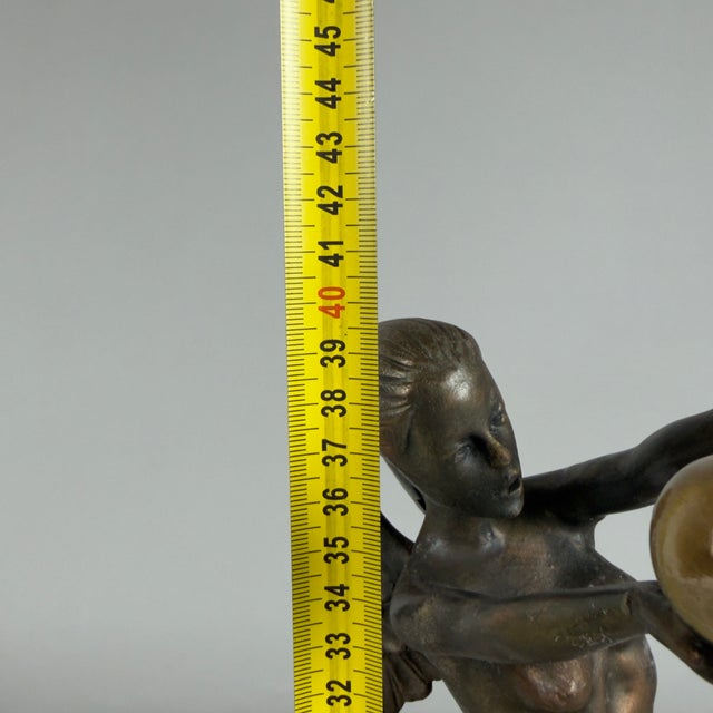 Metal 20th Century Nude Goddess Nike Winged Victory Sculpture in Bronze with Marble Base For Sale - Image 7 of 8