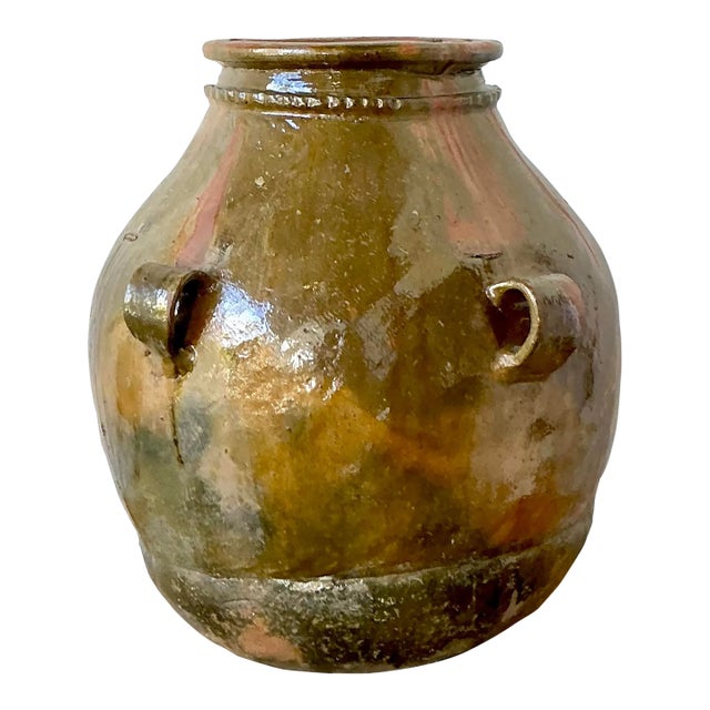 Vintage Boho Glazed Ceramic Urn For Sale