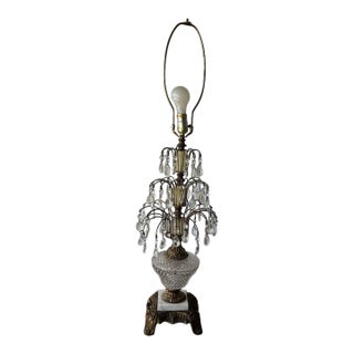 Mint 1960s Loevsky & Loevsky Hollywood Regency Crystal Waterfall Lamp - 28" For Sale