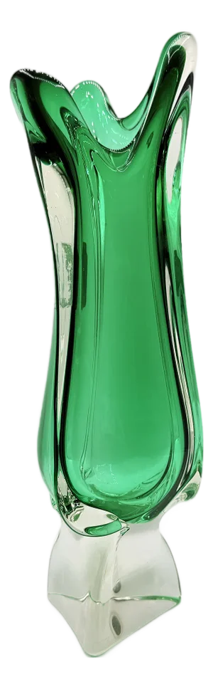 Emerald Murano Glass Vase attributed to Fratelli Tosi, 1960s