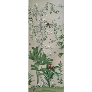 Hand Painted Chinoiserie Botanical Wallpaper Mural | Luxury Custom Wall Decor For Sale