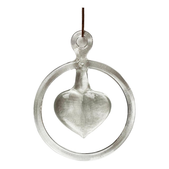 Vintage Swedish Heart Window Decoration in Glass by Bertil Vallien for Kosta Boda, 1970s For Sale