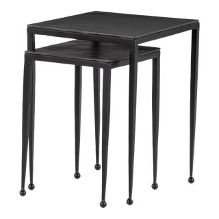 Four Hands Dalston Nesting End Table - Raw Black For Sale