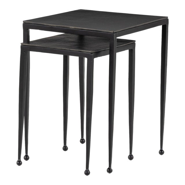Four Hands Dalston Nesting End Table - Raw Black For Sale