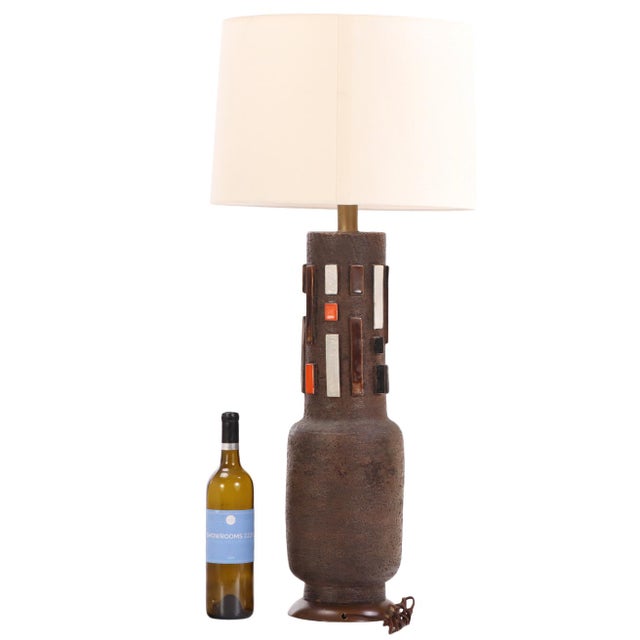 A ceramic table lamp produced by Bistossi and attributed to Aldo Londi - Apparently Unsigned - featuring a sculptural form...