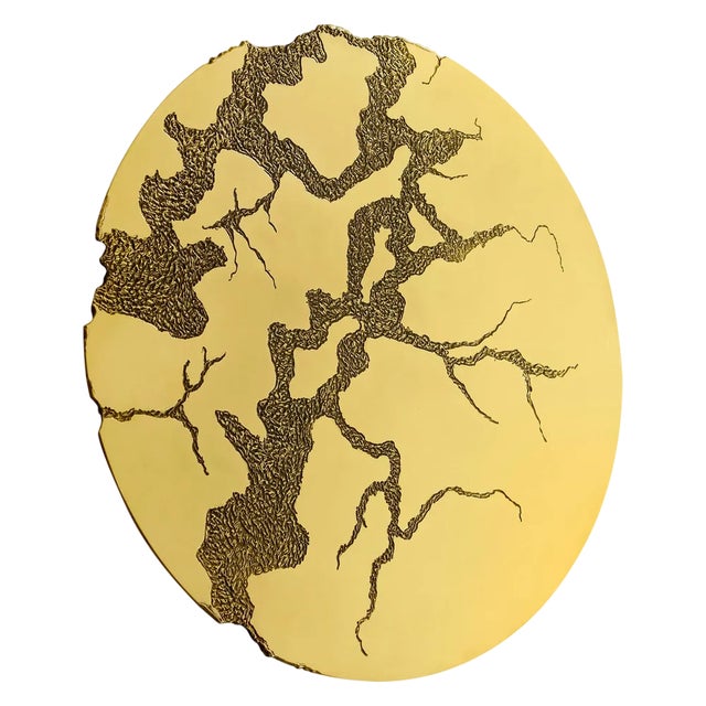 Hand-Sculpted Enlighted Brass Mirror by Samuel Costantini For Sale