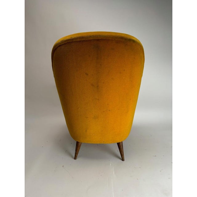 Wood Mid-Century Italian Velvet Armchair in the style of Gio Ponti Style, 1950s For Sale - Image 7 of 8