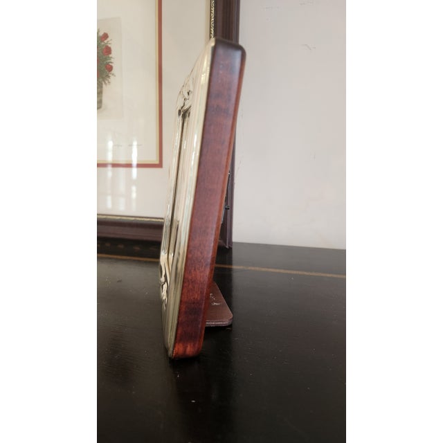 1980s Italian Real Clock 925 Sterling Silver-Clad Desk Clock With Mahogany-Tone Wood Case For Sale - Image 9 of 18