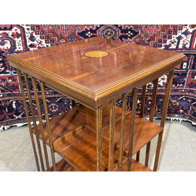English Revolving Bookcase in Yew Wood, 1970s For Sale - Image 12 of 13