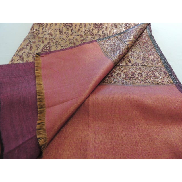 Red Indian Paisley Shawl With Metallic Threads For Sale - Image 4 of 7