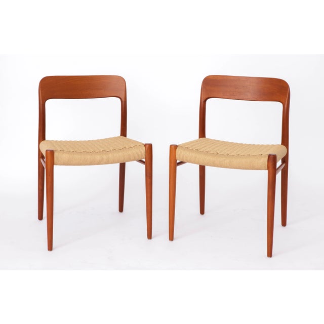 Brown Vintage Model 75 Dining Chairs in Teak by Niels Otto Møller for J.L. Møllers, 1950s, Set of 6 For Sale - Image 8 of 11