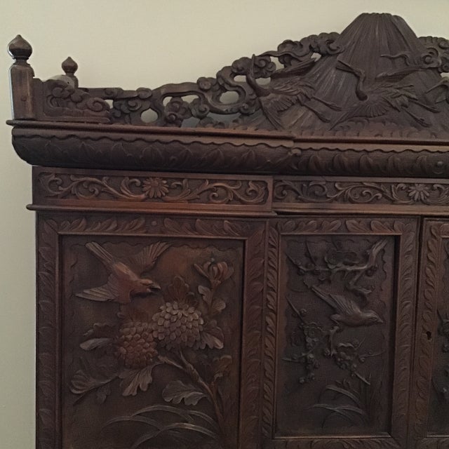 Japanese Wooden Mount Fuji Wooden Bureau Secretary Desk Chairish