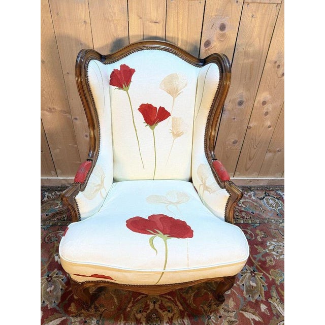 Louis XV Wingback Chair, 1990s For Sale - Image 3 of 9