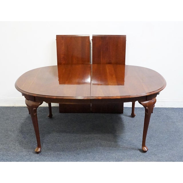 Ethan Allen Georgian Court Collection Solid Cherry Traditional Style 102" Oval Dining Table 11-6214 For Sale - Image 9 of 11