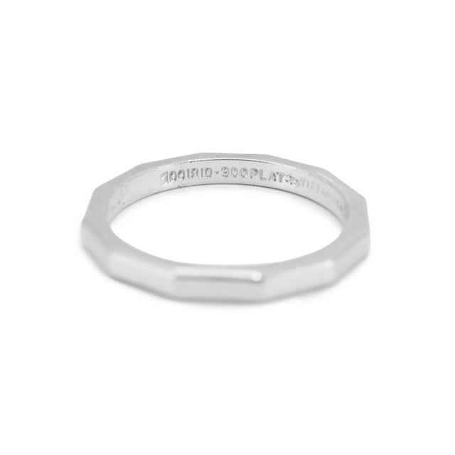 Vintage 1948 Tiffany & Co. 900 Platinum Iridium Faceted Wedding Band Ring For Sale In Houston - Image 6 of 9