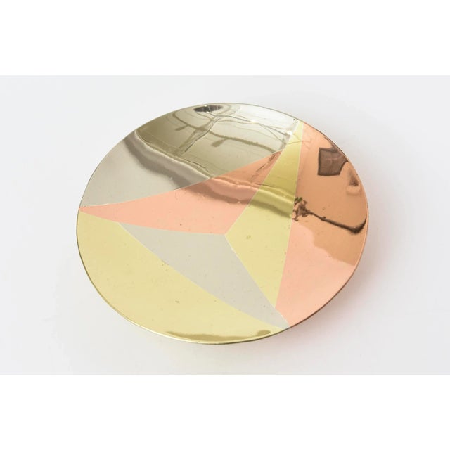 1950s Vintage Mexican Three Metal Copper, Brass and Silver-Plate Bowl on 3 Ball Feet 50's For Sale - Image 5 of 10