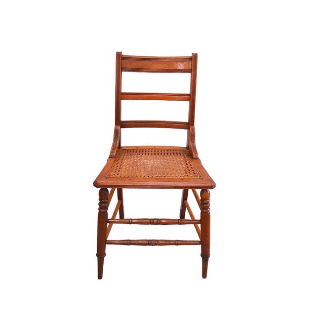 Set of 3 American Classical Walnut Wood Chairs with Caned Seats - C19th Century. Dimensions: 33½ Inches High 15 Inches...