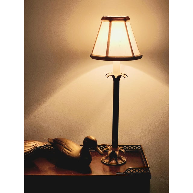 Vintage Brass Metal Palm Tree Column Table Lamp Lighting For Sale - Image 13 of 13