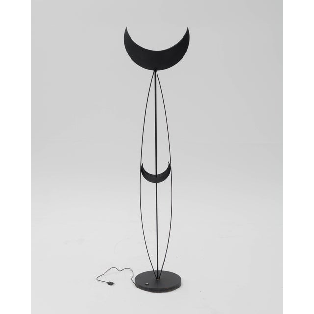 Luna Sculptural Floor Lamp in Wrought Iron, 1980s For Sale - Image 4 of 4