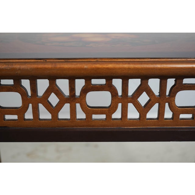 Paint Decorated Faux Bamboo Floral Painted Occasional Table For Sale - Image 10 of 13