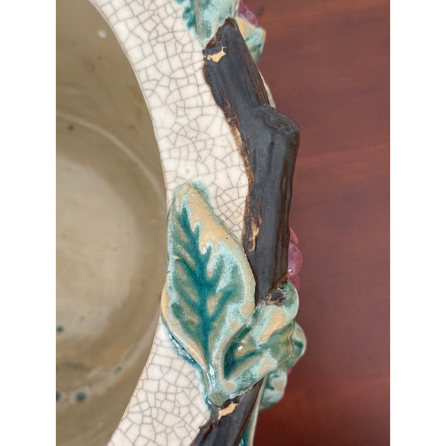 1980s 1980s Majolica Style Rabbits and Grapevine Planter For Sale - Image 5 of 10