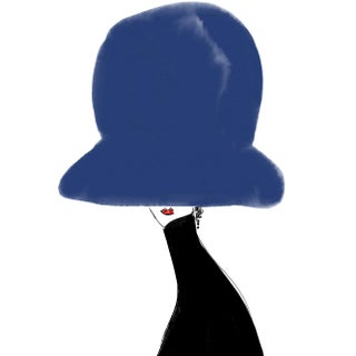 Chapeau Navy Fashion Print by Annie Naranian For Sale