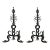 Andirons Antique Wrought Iron With Serpentine Shaft, Scrollwork and Birdcage Finials - A Pair For Sale