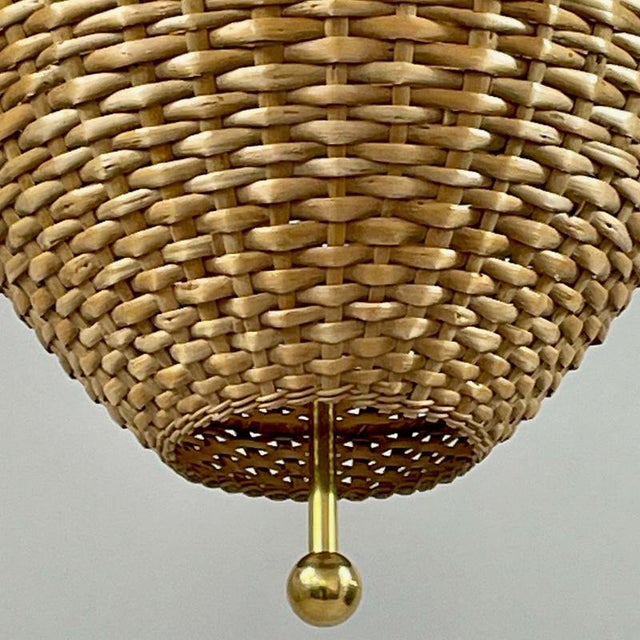 Mid-Century Rattan and Brass Pendant Light, Sweden, 1950s For Sale - Image 13 of 18