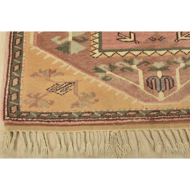 Milas Rug 3’2” X 4’4” Pink Wool Vintage Tribal Hand-Knotted Oriental Carpet For Sale - Image 9 of 12