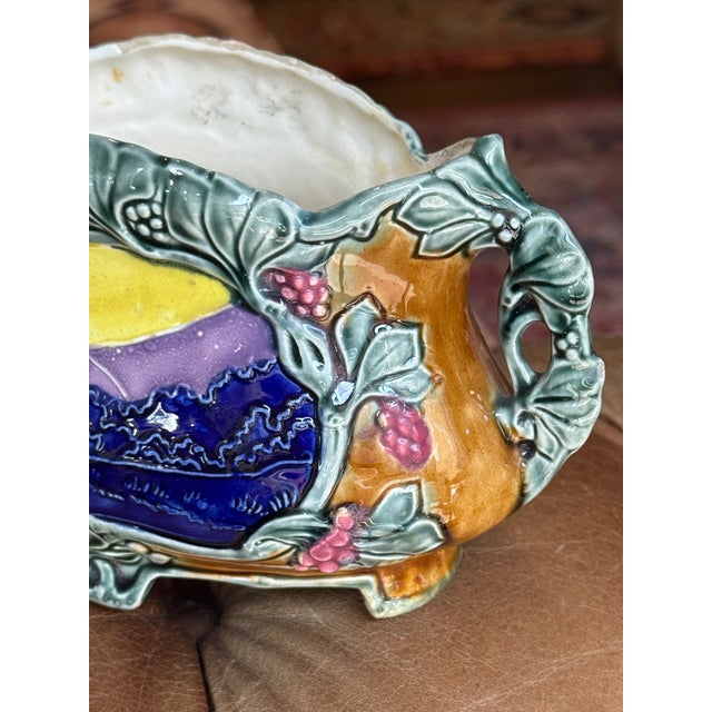 Antique French Majolica Vase- Art Nouveau Style For Sale In Pittsburgh - Image 6 of 13