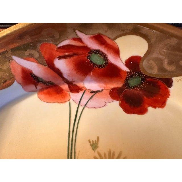 1910s Chicago Osborne Art Studio Hand-Painted Art Nouveau Poppy Porcelain Tray – Signed Osborne For Sale - Image 15 of 18