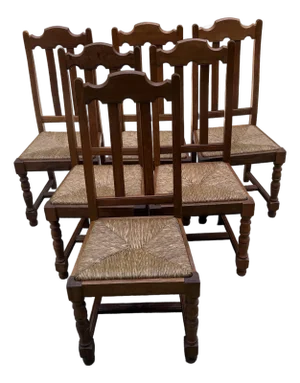 French Country Dining Chairs With Rush Seats - Set of 6