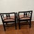 Mid-Century Modern Pair Vintage MCM Blowing Rock Upholstered Arm Chairs Black Wood North Carolina For Sale - Image 3 of 12