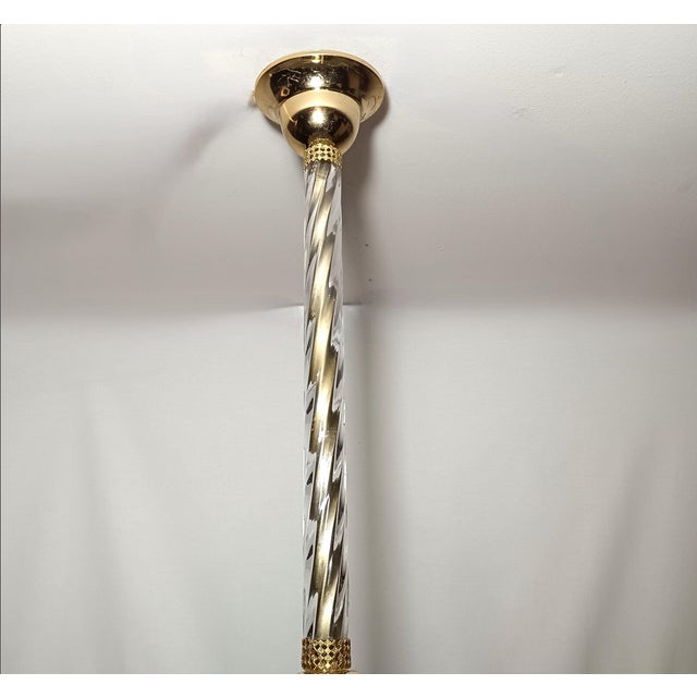 Metal Vintage Murano Glass Pendant Light by Ercole Barovier for Barovier & Toso, 1960s For Sale - Image 7 of 13