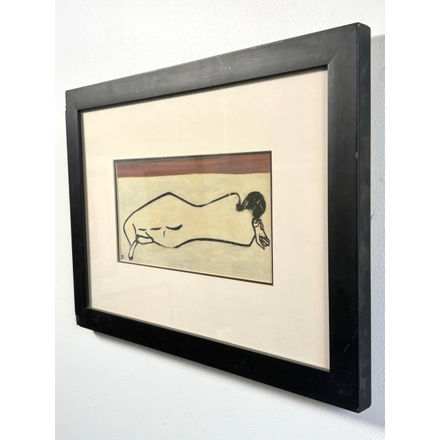 Mid 20th Century Sanyu (Chang Yu) Style Reclining Nude – Framed Modernist Print For Sale - Image 12 of 12