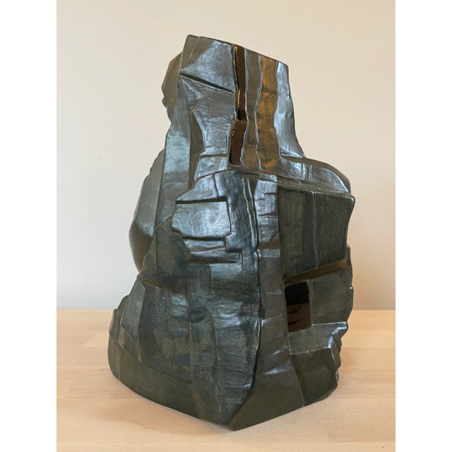 Postmodern 1980s Signed Cubist Brutalist Pottery Ceramic Sculpture For Sale - Image 3 of 13