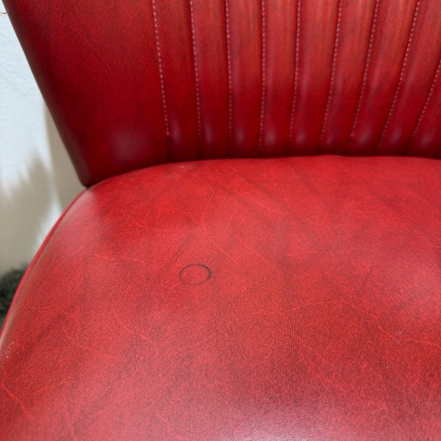 Mid-Century Modern Cocktail Chairs in Red Faux Leather, 1950s, Set of 2 For Sale - Image 6 of 16