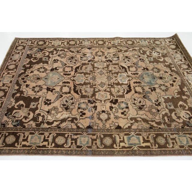 Vintage Persian Scatter Wool Rug in Brown With Medallion Motif For Sale In New York - Image 6 of 8