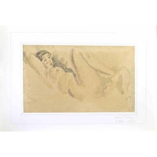 Henry Ramey, Reclining Nude, Mixed Media Drawing, Early 20th Century For Sale