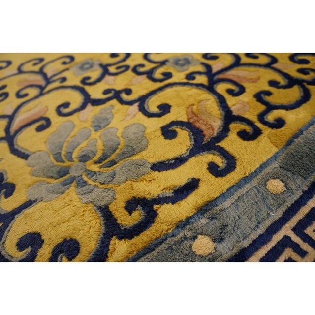 1920s Yellow Classic Greek Key Medallion Antique Chinese Peking Carpet 9'' X 12' For Sale - Image 10 of 10